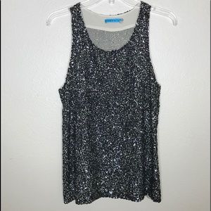 ALICE & OLIVIA Black Sequin  Tank